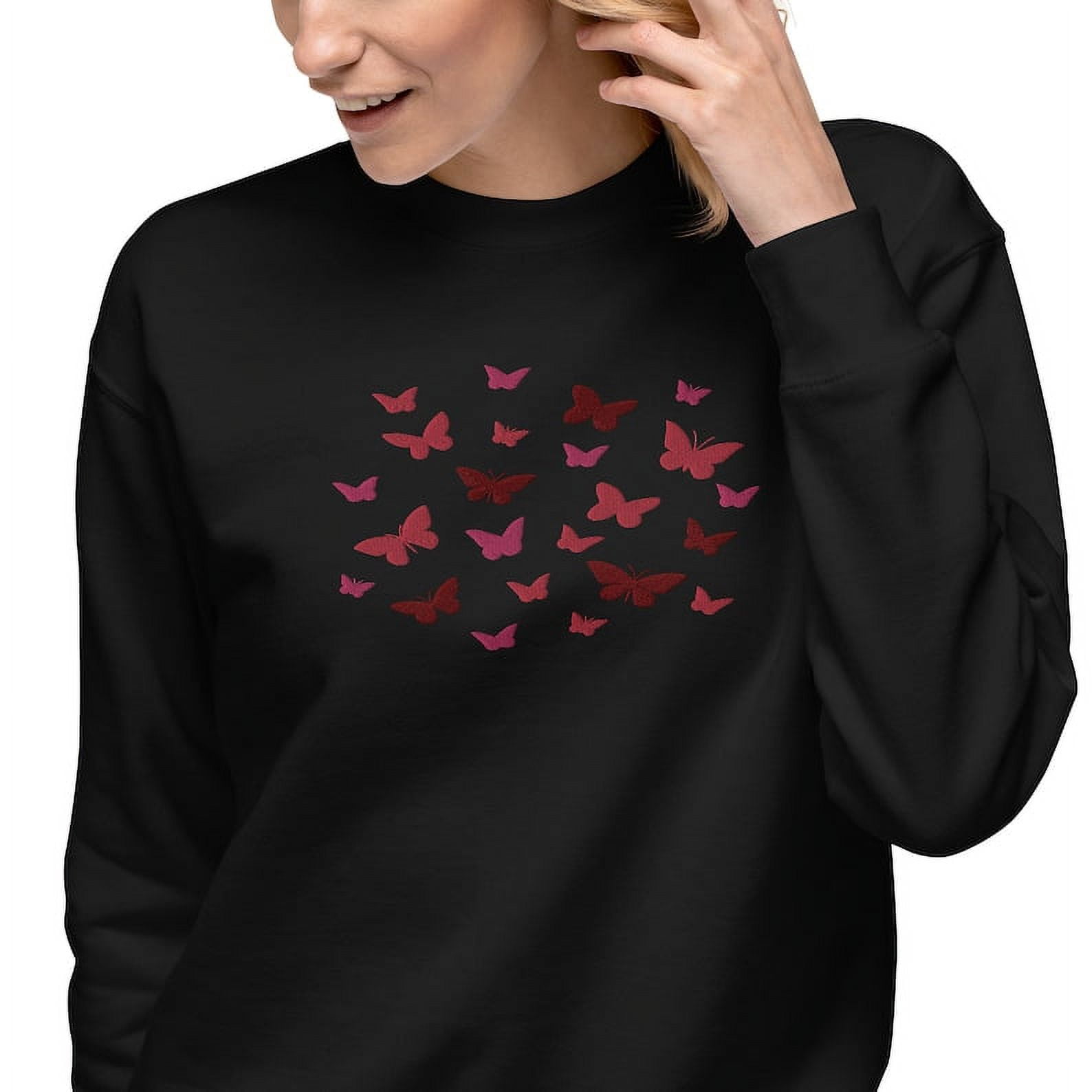 Embroidered Butterflies Sweatshirt Women s Cozy Pullover Butterfly Embroidery Sweater Trendy Casual Top Boho Chic Sweatshirt Walmart