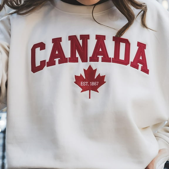 Embroidered Canada Sweatshirt: Canadian Flag Maple Leaf