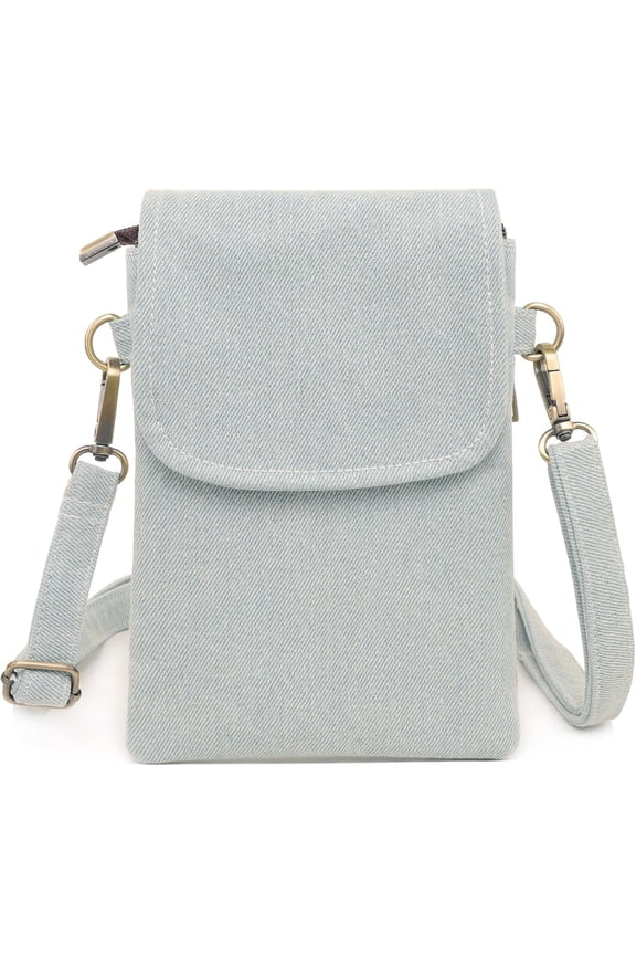 Embroidered Canvas Flip Small Crossbody Bag Cell Phone Pouch for Women Wristlet Wallet Bag  Purse