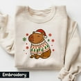 thumbnail image 1 of Embroidered Capybara Sweatshirt, Christmas Capybara Animal Embroidered Crewneck, Animal Sweater, Christmas Sweatshirt, Gift For Girlfriend, 1 of 5