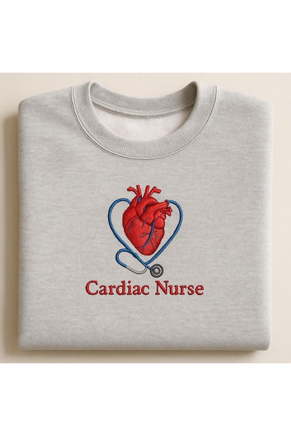Embroidered Cardiac Nurse Sweatshirt, Anatomical Heart Stethoscope Design, RN Graduation Gift, Heart Specialist Crewneck Sweater