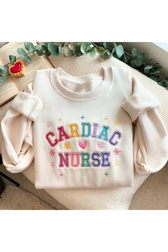 Embroidered Cardiac Nurse Sweatshirt, Heart RN Crewneck, Cardiac Unit Nurse Sweater, Telemetry Nurse Shirt, Cardiac Nurse Grad Gift Apparel