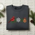 thumbnail image 1 of Embroidered Cardinal Sweatshirt, Snowflake Ornament Holiday Design, Winter Bird Crewneck, Festive Christmas Apparel, Bird Lover Gift, 1 of 4