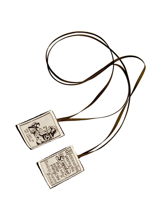Embroidered Catholic Scapular Brown Scapular Of Our Lady Of Mount Carmel Devotional Garment Catholic Necklace for Women