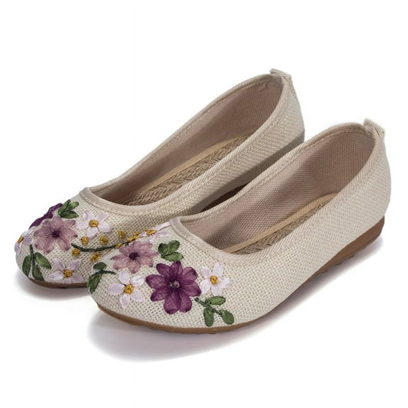 Embroidered Chinese Style Flats Ballet Embroidery Comfortable Ballet Shoes