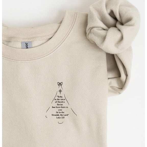 Embroidered Christian Christmas Jumper, Luke 2:11 Bible Verse Embroidered Sweatshirt