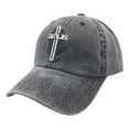 thumbnail image 1 of Embroidered Christian Jesus Cross Hat for Men Women, Vintage Washed Dad Hats Adjustable Baseball Cap, 1 of 4