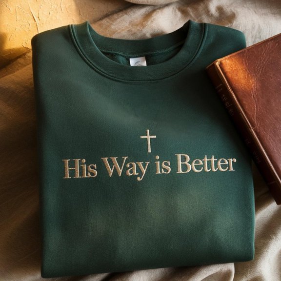 Embroidered Christian Shirt: His Way Is Better, Minimalist Faith Gift