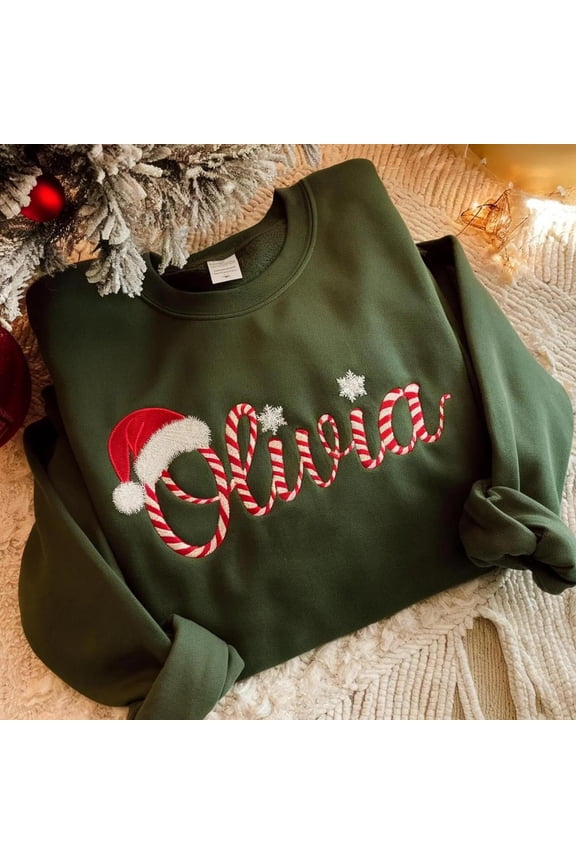 Embroidered Christmas Custom Name Family Sweater, Sweatshirt