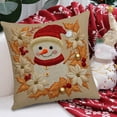 thumbnail image 1 of Taicans Embroidered Christmas Decorative Throw Pillow Covers - Snowman with Poinsettia & Gold Leaves,18x18in Linen Cushion Case,Perfect for Sofa Couch Winter Holiday Home Decor, 1 of 5