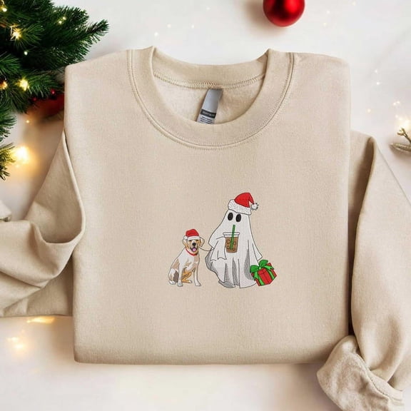 Embroidered Christmas Dog Sweatshirt Labrador Retriever Santa