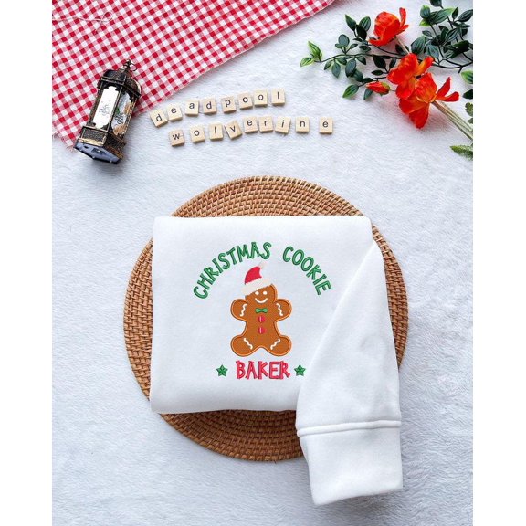 Embroidered Christmas Gingerbread Baker Tester Sweatshirt