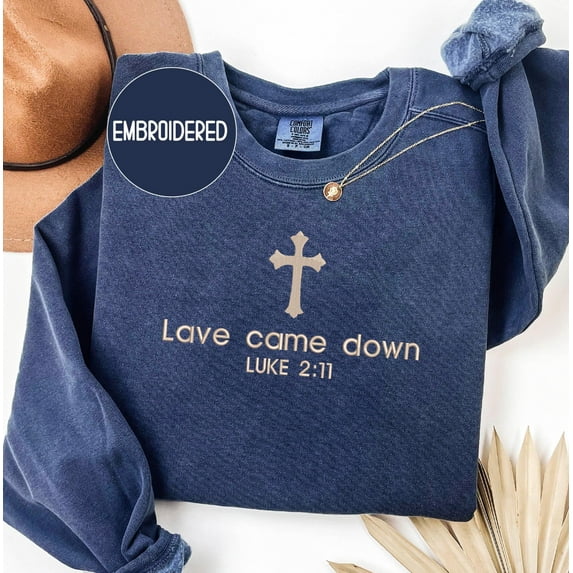 Embroidered Christmas Jesus Sweatshirt, Christian Christmas Gift, Nativity Scene Sweater , Croos Hoodie