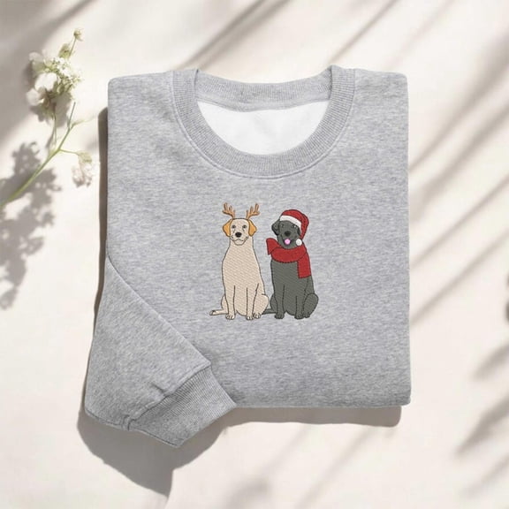 Embroidered Christmas Labrador Retriever Couple Dog Sweatshirt