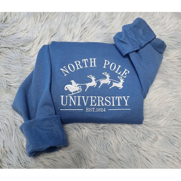 Embroidered Christmas North Pole University Sweatshirt