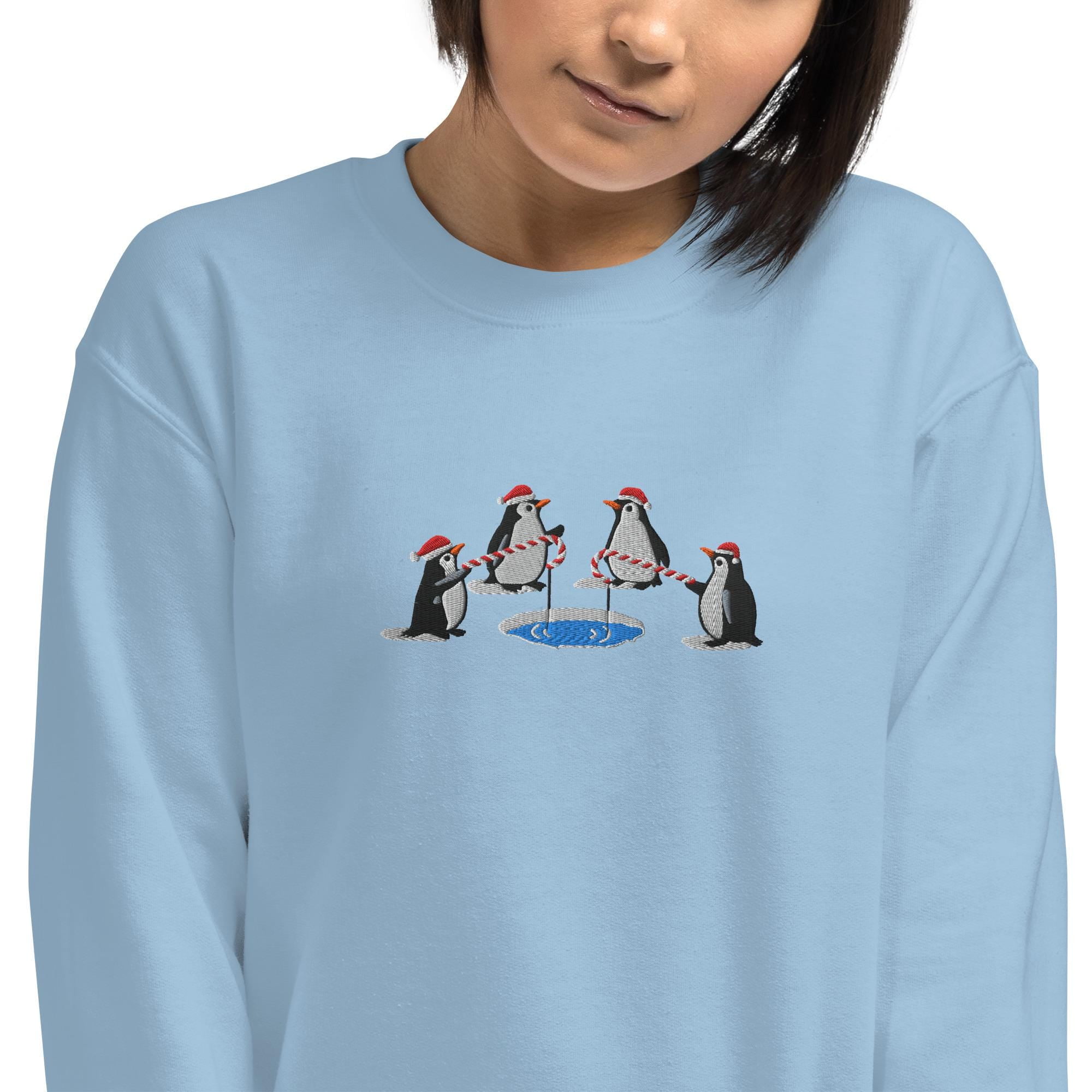 Trampoline Fleece Full Sleeves Penguin Patch Embroidered Sweatshirt - Red main image 0