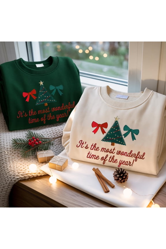 Embroidered Christmas Sweatshirt, Retro Holiday Sweater
