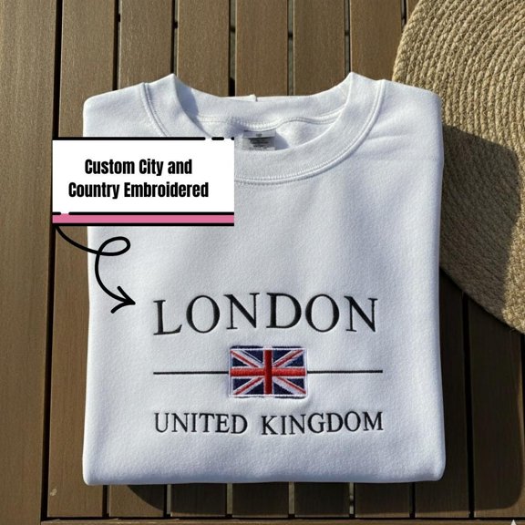 Embroidered City Sweatshirt, Travel Souvenir Pullover