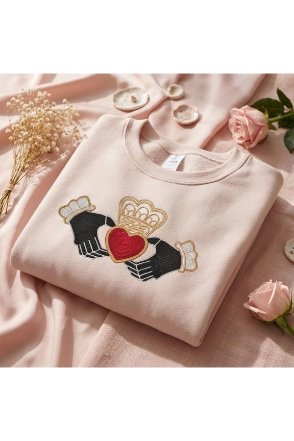 Embroidered Claddagh Sweatshirt, Irish Love Loyalty Friendship Symbol Shirt, Celtic Heart Sweater, St. Patrick's Day Gift