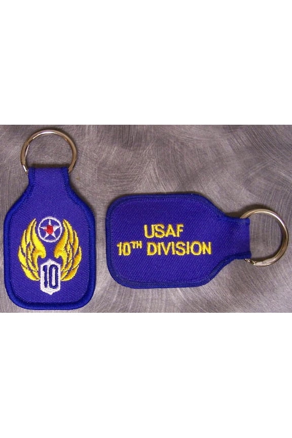 Embroidered Cloth Military Key Ring 10Th Air Force New