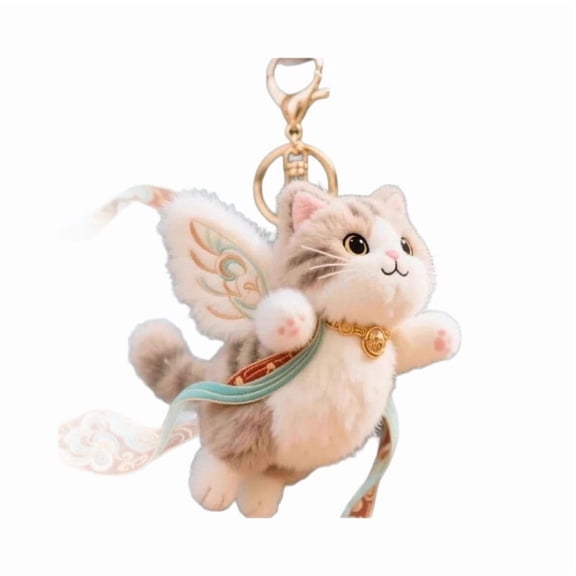 Embroidered Cloud Ribbon Keychain, Soft and Cute Bag Charm Pendant with Detailed Craftsmanship, Fluffy Decor Accessory for Backpacks, Keys, and Personalizing Belongings