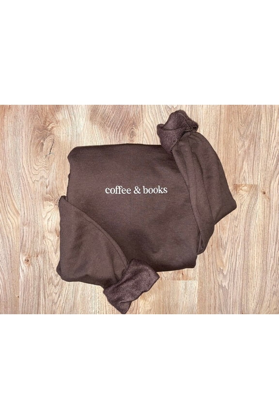 Embroidered Coffee And Books Sweatshirt