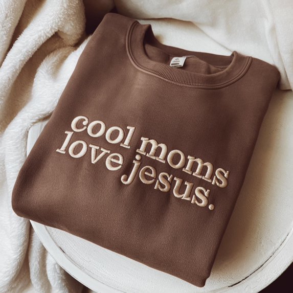 Embroidered Cool Moms Love Jesus Sweatshirt, Christian Mom Tee, Praying Mama Shirts, Faith Based T-Shirt, Faithful Shirt, Religious Mom Tee