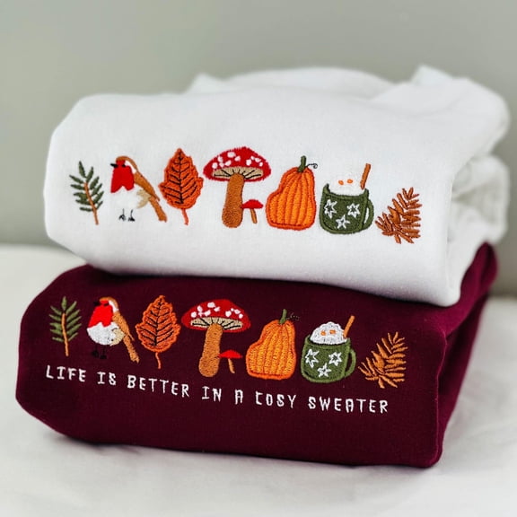 Embroidered Cosy Autumn Sweatshirt