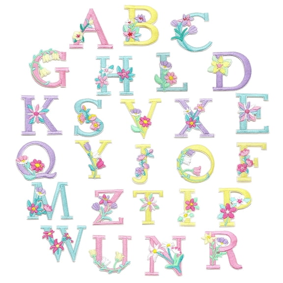 Embroidered Cotton Letter Patches for Clothing Decoration Iron On or Sewing On Appliques