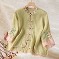 thumbnail image 1 of Embroidered Cotton Linen Tops Summer Linen Tops Linen Clothing For Women Linen T Shirts For Women Beach Vacation Tshirts Lightweight Linen Blouses For Women Womens Linen Tops Peasant Blouse Green XL, 1 of 4