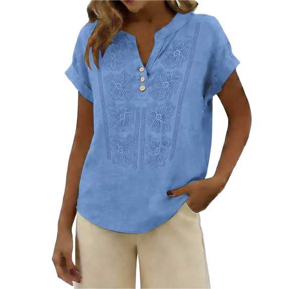 Embroidered Cotton Linen Tops Summer Linen Tops Oversized Linen Shirts For Women Gauze Shirts For Women Summer Blouses For Women Womens Summer Tops Peasant Blouse Gauze Tunic Tops For Women