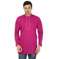 thumbnail image 1 of Embroidered Cotton Men's Short Kurta Shirt India Fashion Clothes (Magenta, M), 1 of 5