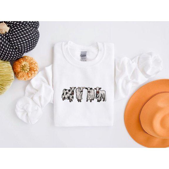 Embroidered Cow Halloween Sweatshirt