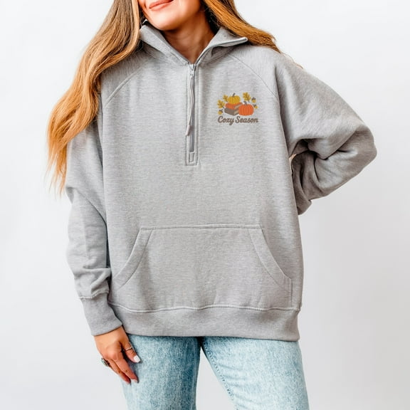 Embroidered Cozy Season Books - Women's Quarter Zip Fleece