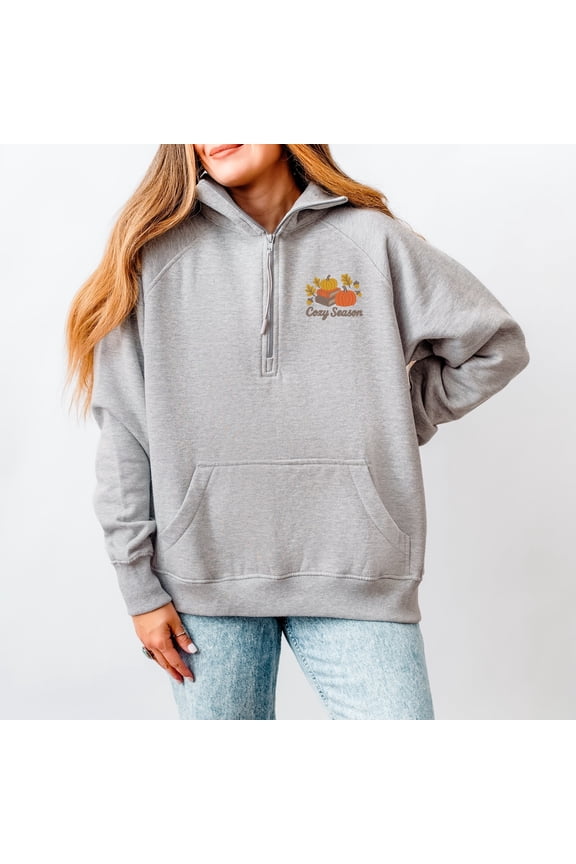 Embroidered Cozy Season Books - Women's Quarter Zip Fleece