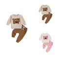 thumbnail image 1 of Embroidered Crewneck Sweatshirt and Solid Pants Set, Toddler Baby Boy Football Outfit for Game Day, Long Sleeve Contrast Color Top Autumn Winter Clothes, 1 of 9