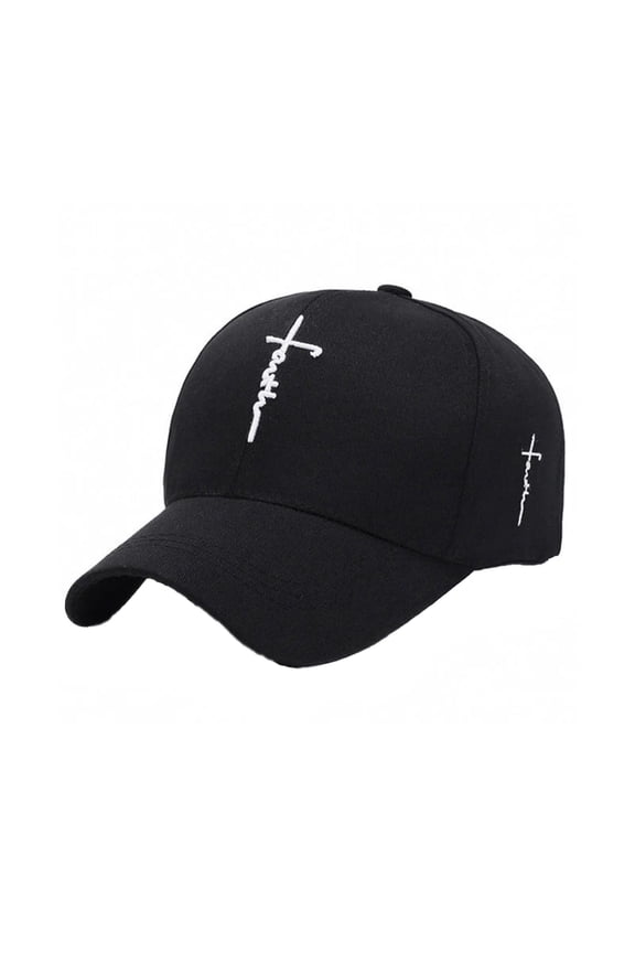 Embroidered Cross Baseball Cap for Men Women Youth,Adjustable Casual Hat for Daily Wear, Outdoor Sports and Religious Style, Unisex Design,Black