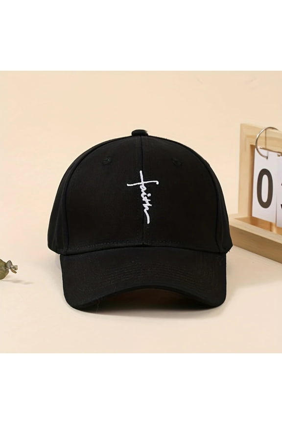 Embroidered Cross Casual Baseball Cap, Fashionable Embroidery Design High End Eye Catching, Adjustable Strap Elastic Fabric For Men Women Youth Comfortable Fit, Sun Protection
