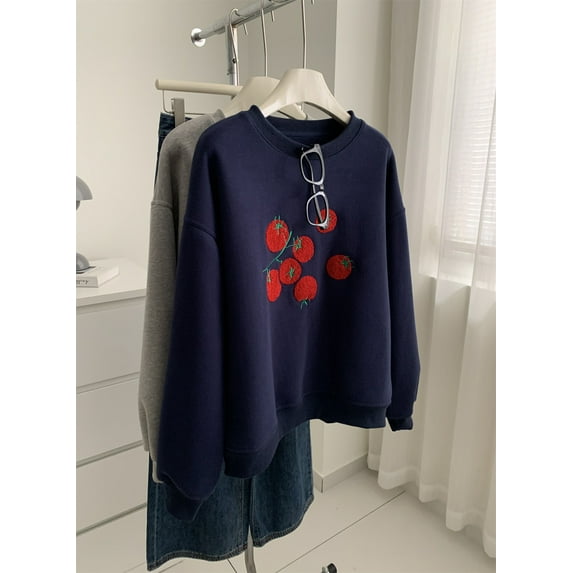 Embroidered Custom Pullover Fleece Sweatshirt for Women, Loose Fit, Thick and Warm Coat
