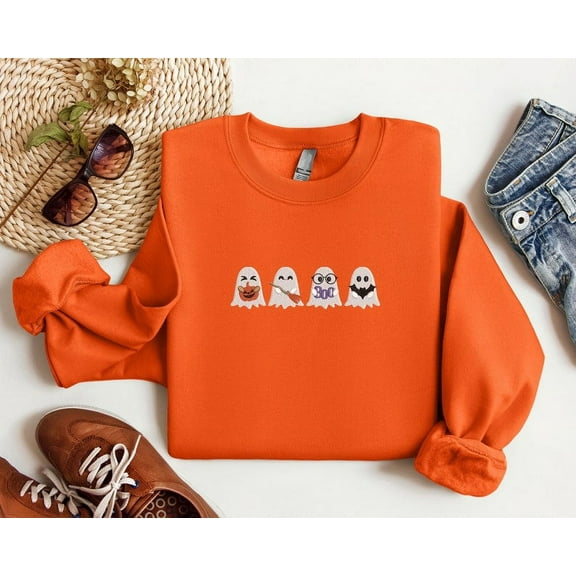 Embroidered Cute Ghosts Sweatshirt