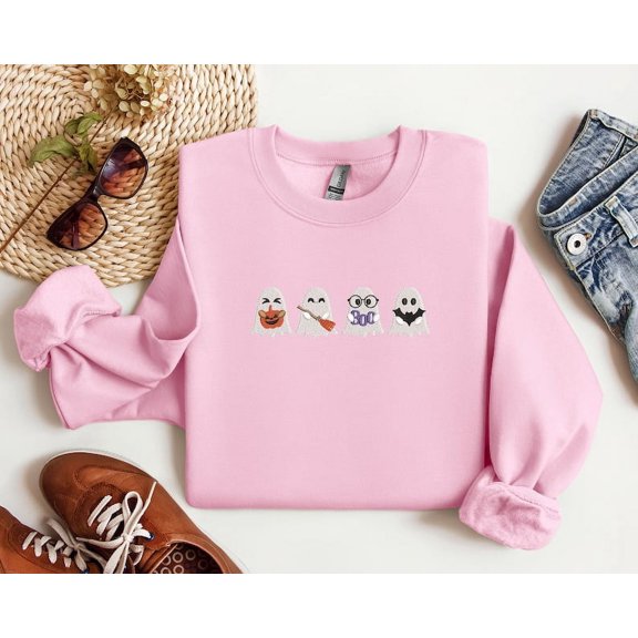 Embroidered Cute Ghosts Sweatshirt