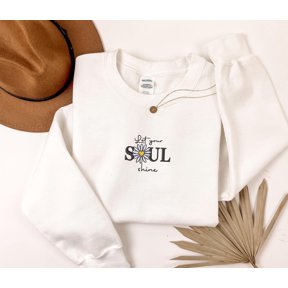 Embroidered Cute Let Your Soul Shine Shirt, Inspirational Quote Tee, Shine Bright Tee, Soul Shine Shirt,Positive Message Tee