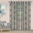 thumbnail image 1 of Embroidered Damask Sheer Grommet Curtain Panel Set by Blue Nile Mills, 52" x 96", Charcoal, 1 of 4