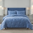 thumbnail image 1 of NSH by New Sega Home, 3-Piece Comforter Set, Embroidered Dandelion, Blue, Bed in a Bag, Full/Queen, 1 of 13
