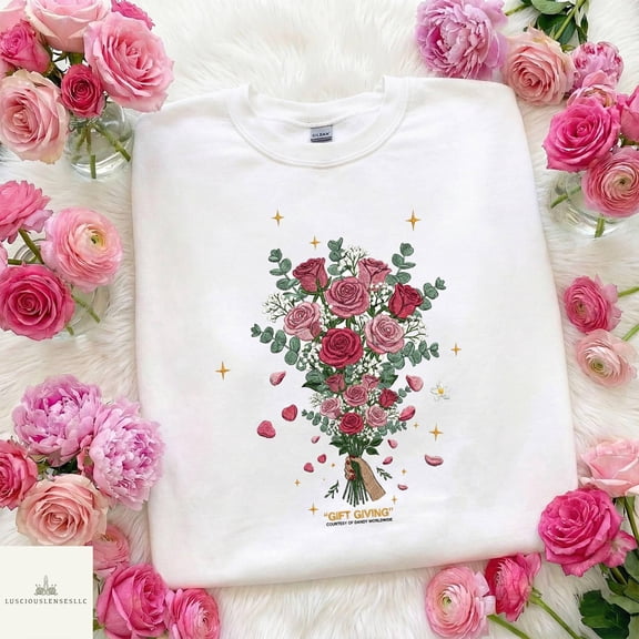 Embroidered Dandy Floral Sweatshirt Hoodie, Floral Bouquet Embroidery Pullover, Cozy Casual Flower Sweater
