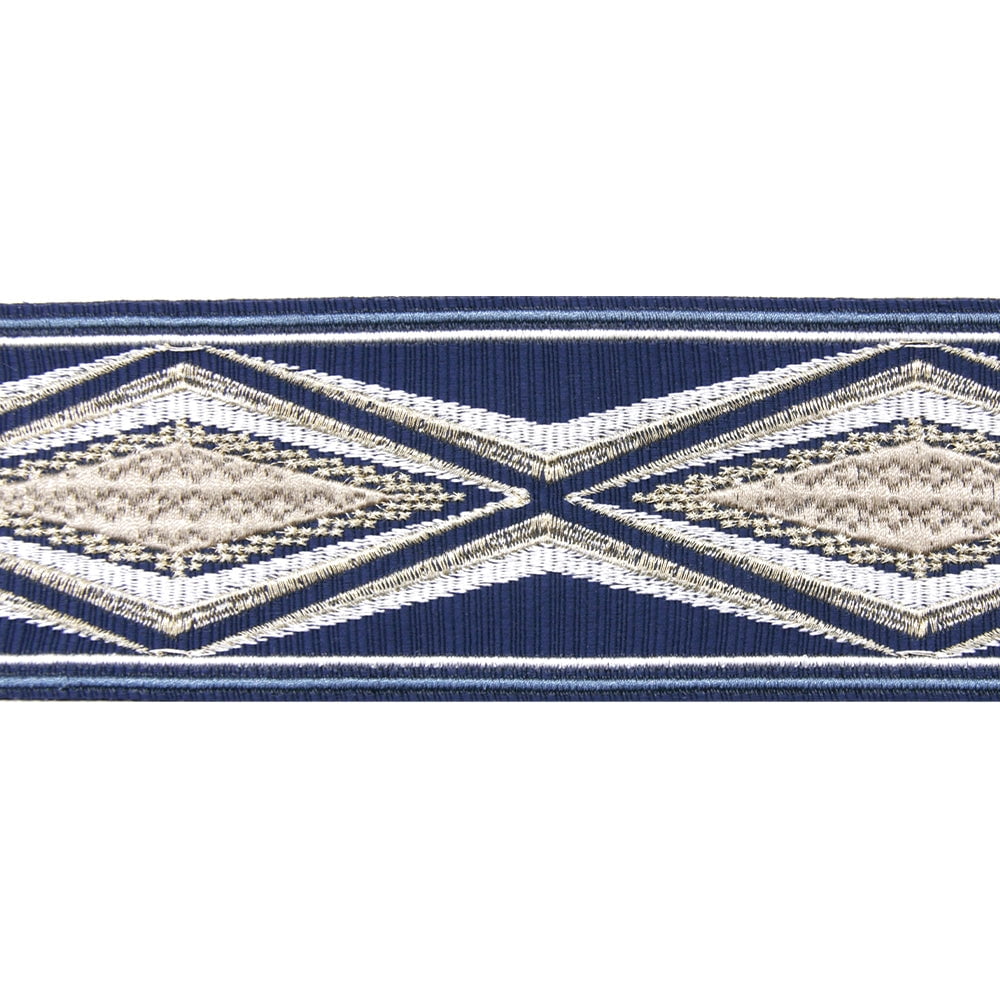 Embroidered Decorative Woven Trim Tape - 2 1/4" Width (25 Yard Roll) - BR-7560  Navy