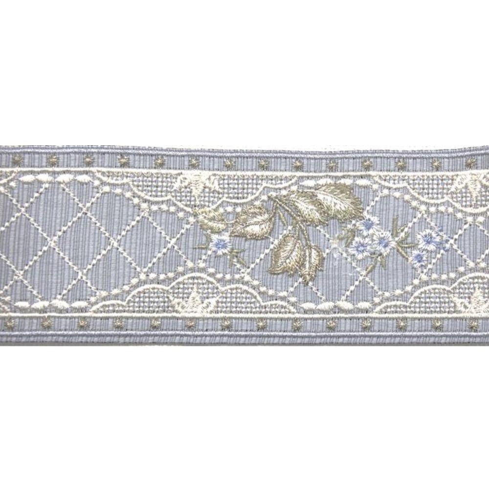 Floral Embroidered Decorative Tape in Light Blue | BR-7568-03