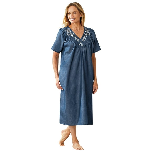 Embroidered Denim Lounger by Cozee Corner