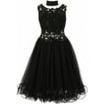 thumbnail image 1 of Embroidered Design Rhinestone Princess Big Flower Girls Dresses Black 14, 1 of 2