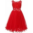 thumbnail image 1 of Embroidered Design Rhinestone Princess Little Flower Girls Dresses Red 4 Size 4-16, 1 of 2